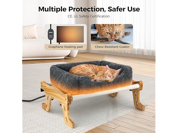 Heated Wood Cat Window Perch w/ Timer