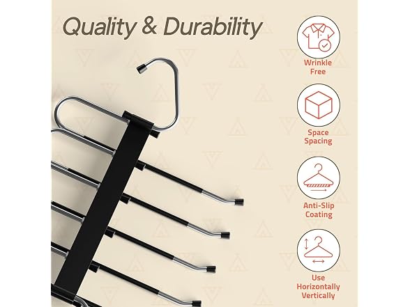 Black Space Saving Pants Hangers 4 Pack
