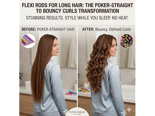 Pinkiou Flexi Rods Heatless Curlers 30 Count
