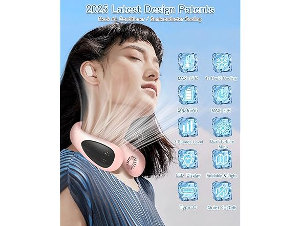 GAITIR  Neck Air Conditioner- Pink