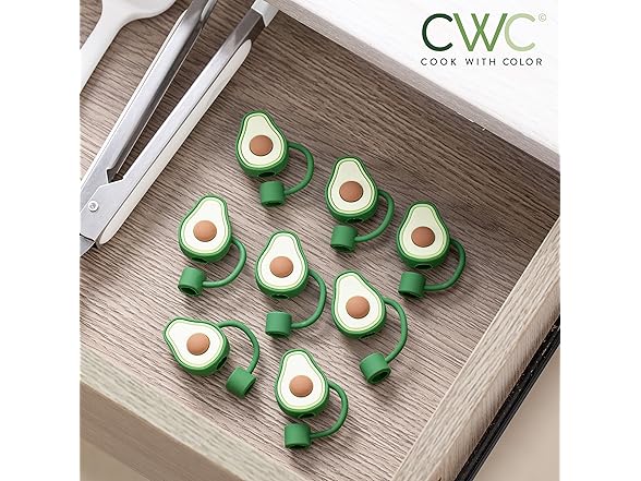 COOK WITH COLOR 8Pc Avocado Straw Covers