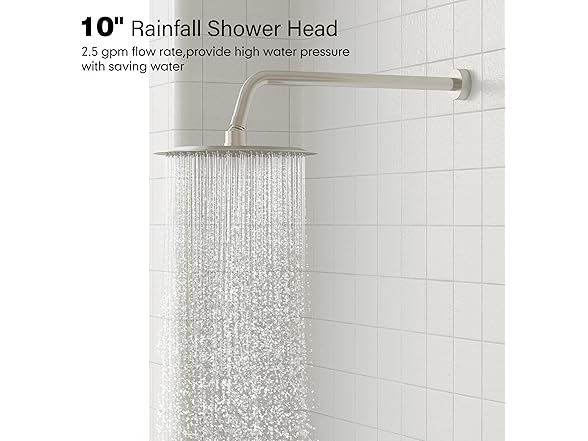Gabrylly Shower System Brushed Nickel, Slide Bar