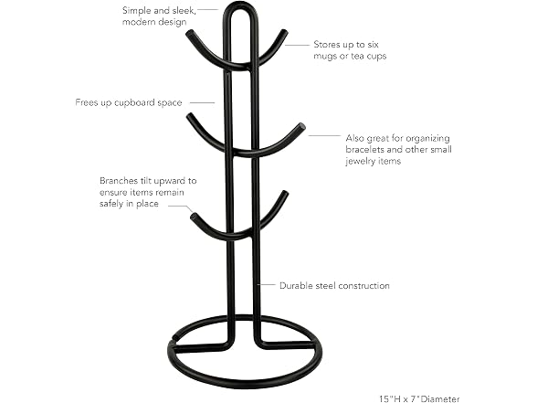Spectrum Euro Modern Mug Stand Black