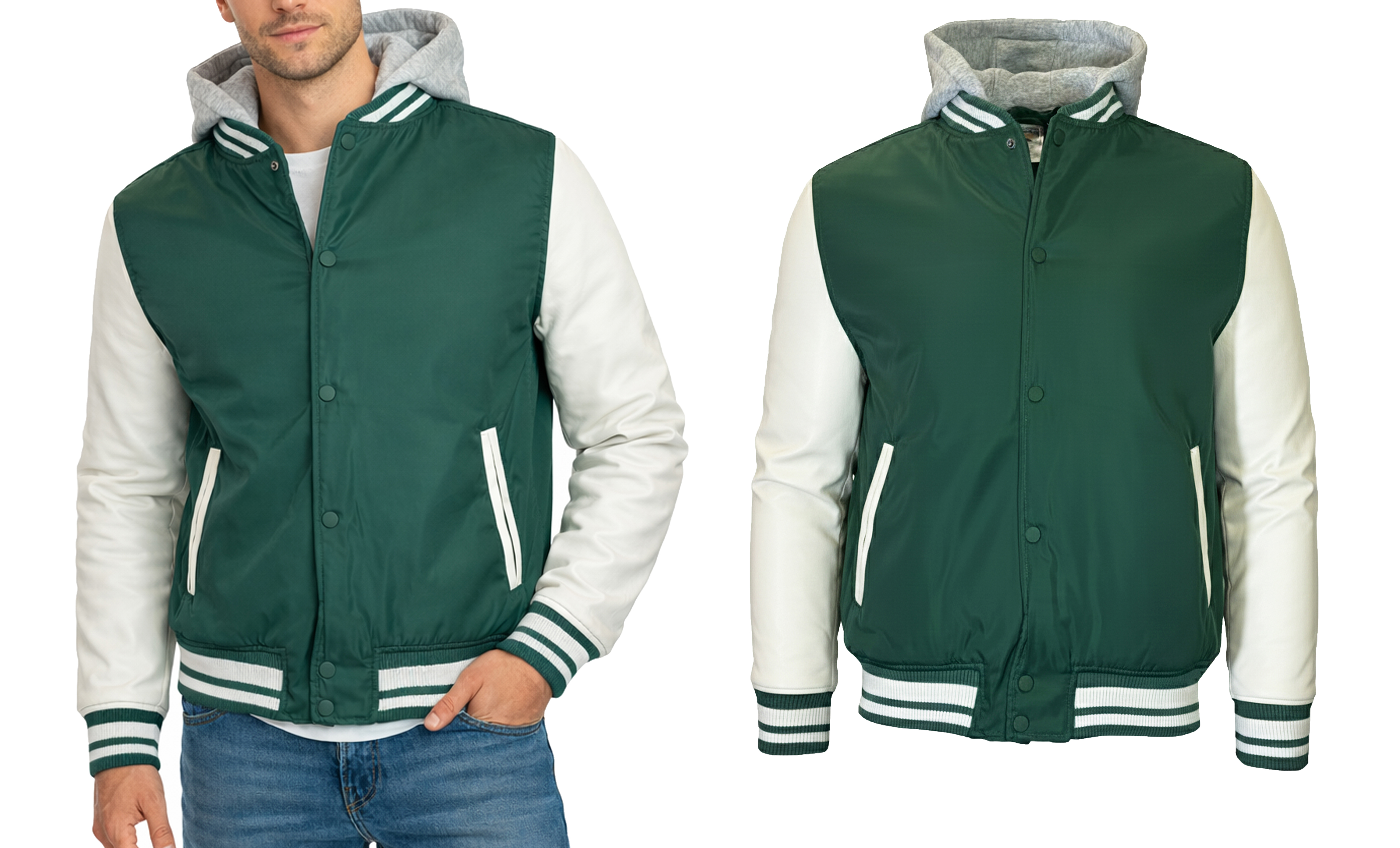Mens Heavyweight Hooded Varsity Jacket (S-3XL) - Gallery 17