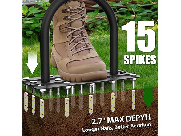 TOPHDY GAR-63 Lawn Aerator Spike Tool, 15 Spikes