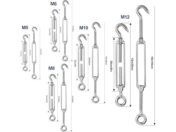 Turnbuckles Eye x Hook M8 4pc