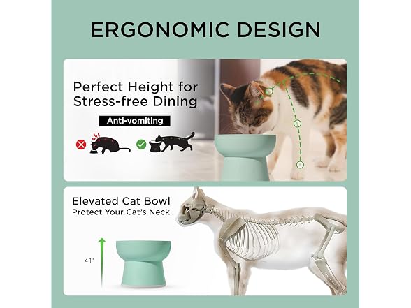 Necoichi 2pcs Elevated Cat Water Bowls