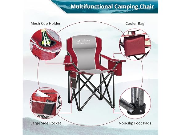 SAILARY Folding Camping Chair 450LBS Red