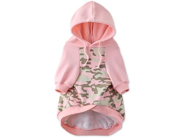 Pet Passion Rocky II Dog Hoodie, Pink Half Camo, XS