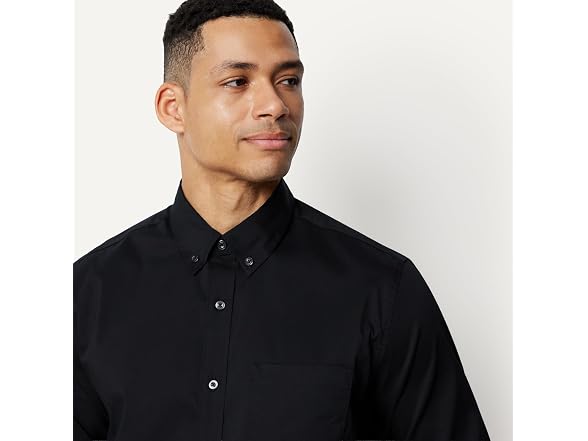 Amazon Essentials Men Stretch Wrinkle Shirt Black