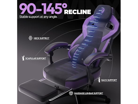 Dowinx Big and Tall Gaming Chair, Dark Purple