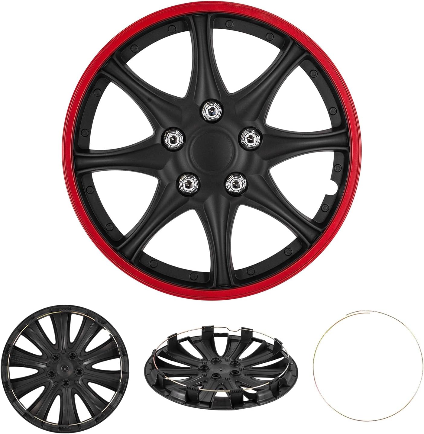 Cobra-Tek CBK-HP099 4PC Hubcap JDM Black/Silver-Red - Gallery 12