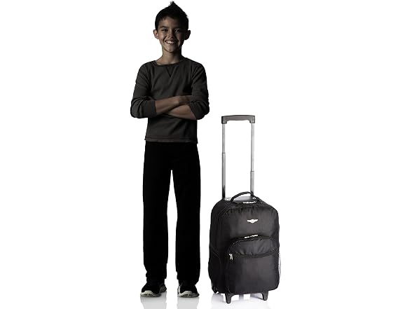 Rockland Double Handle 17" Rolling Backpack, Black