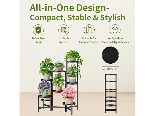 NQW 8 Tiered Plant Stand Indoor Black