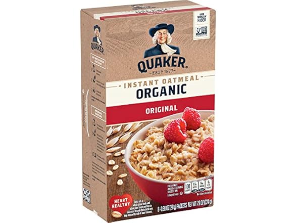 Quaker Instant Oatmeal, Organic Regular, 8 oz