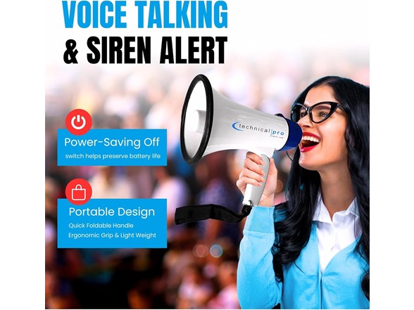 Megaphone with Siren & Foldable Handle