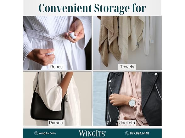WingIts Modern Elegance Single Button Robe Hook
