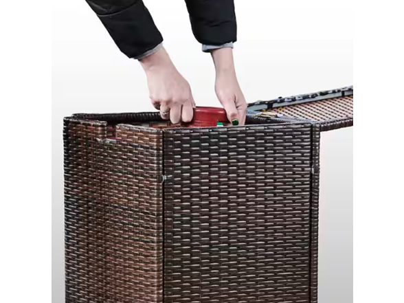 16" Brown Wicker Propane Tank Cover Table