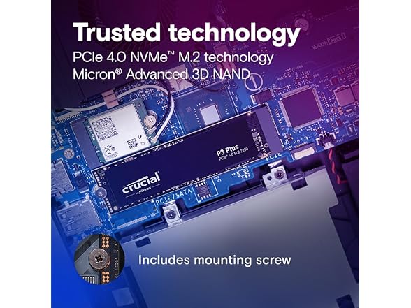Crucial P3 Plus 1TB PCIe Gen4 3D NAND NVMe M.2 SSD