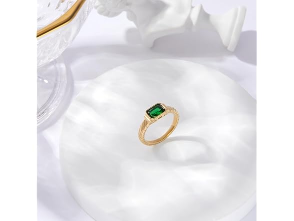 PALBOA Gold Emerald Ring - Size 9