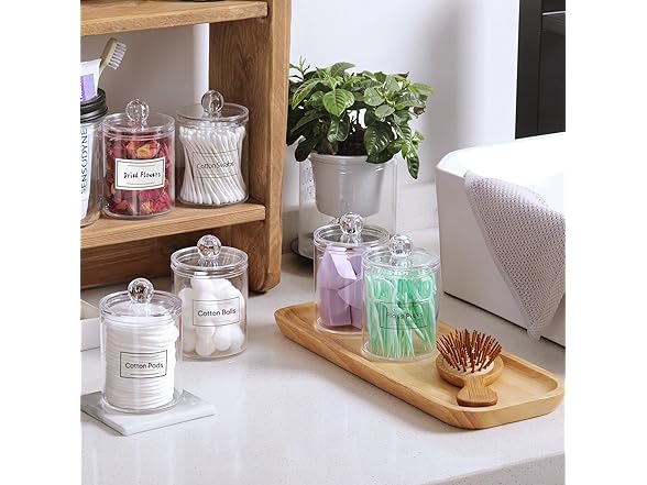 4 Pack Acrylic Qtip Holder Dispenser