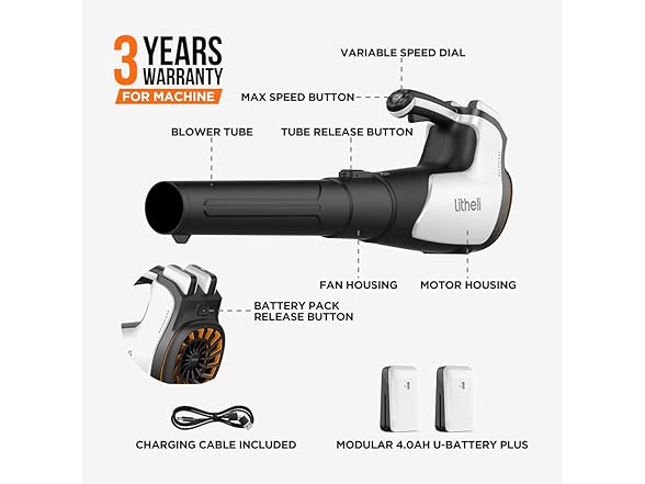 Litheli 2x20V 560CFM Brushless Leaf Blower, U20