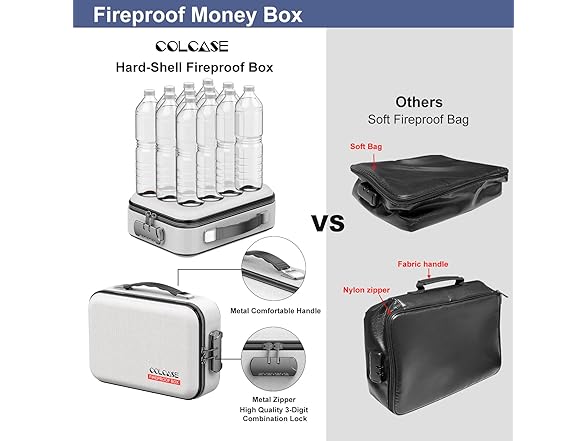 COLCASE Fireproof Money Box with Lock