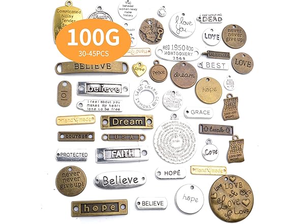 Aylifu 100g Mixed Inspiration Words Alloy Charms