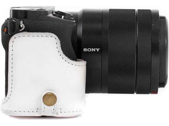 MegaGear Ever Ready Leather Camera Case and Strap (Fits Up to 16-70mm Lens) (White)