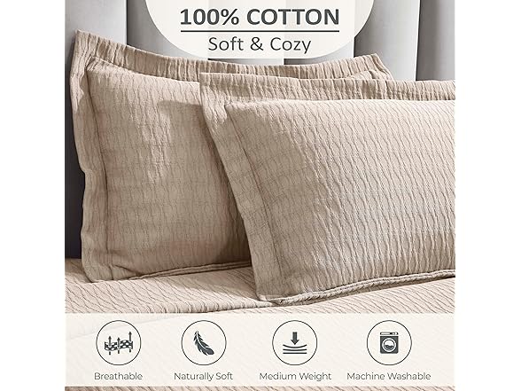 Superior Cotton Bedspread Set Matelasse Weave Diamond Lattice