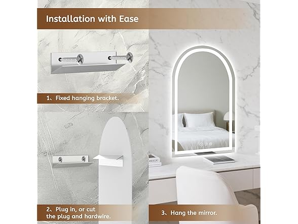 24"x36" Arched LED Bathroom Mirror