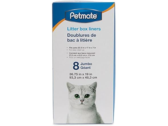 Petmate, Litter Pan Boxed Liners, Jumbo, 8 Pack