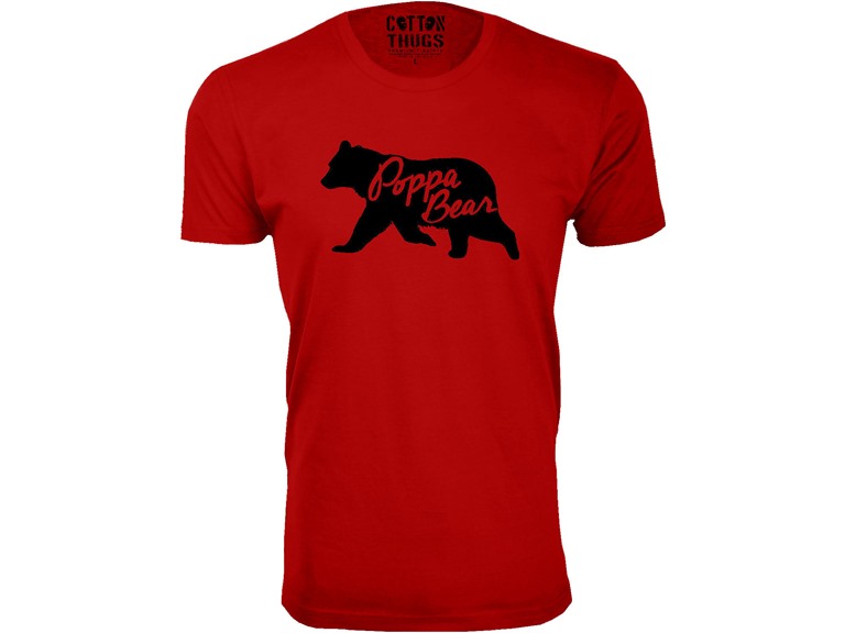 Men Poppa Bear Silhouette Dad T-Shirt