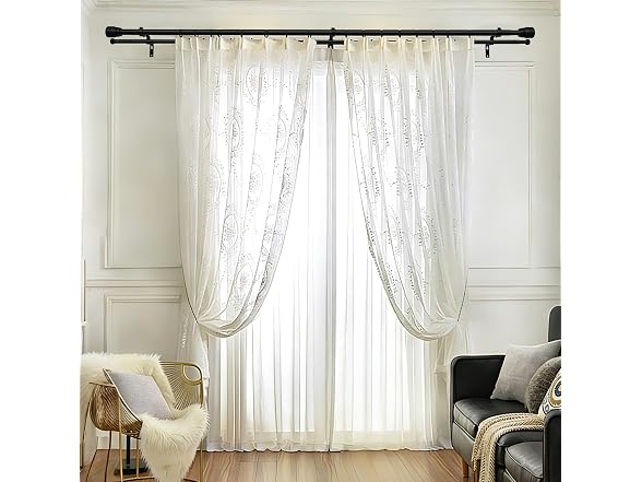 Double Curtain Rod, 72-144", Black