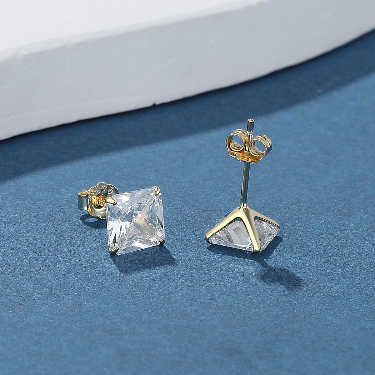 Silver 4.00 CTTW Square Stud Earring - Gallery 4