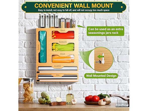 Bag Organizer and Plastic Wrap Dispenser