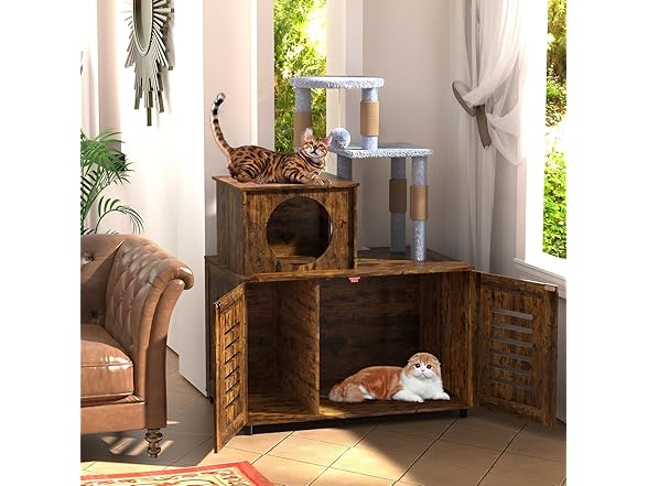 Cat Tree with Litter Box Enclosure