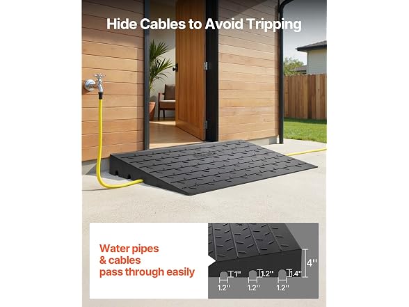 Rubber Threshold Ramp, 4\" Rise Threshold Ramp
