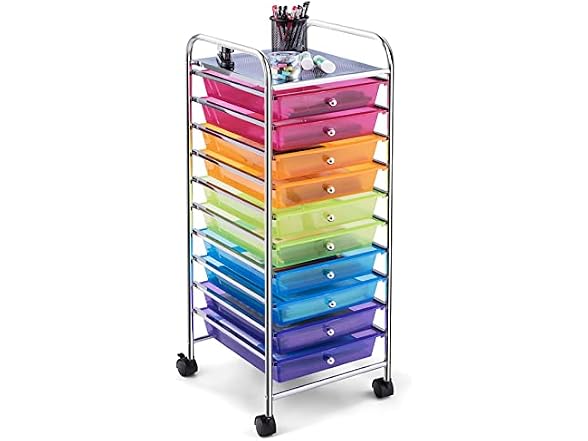 COSTWAY 10-Drawer Rolling Storage Cart