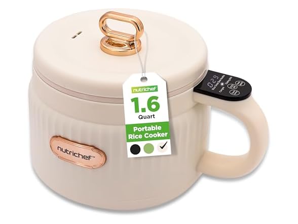 NutriChef 1.6 QT Portable Electric Rice Cooker
