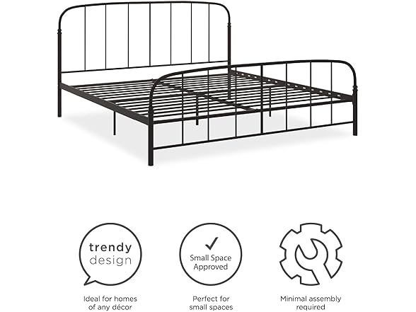 DHP Lafayette Metal Platform King Bed with Rustic Style