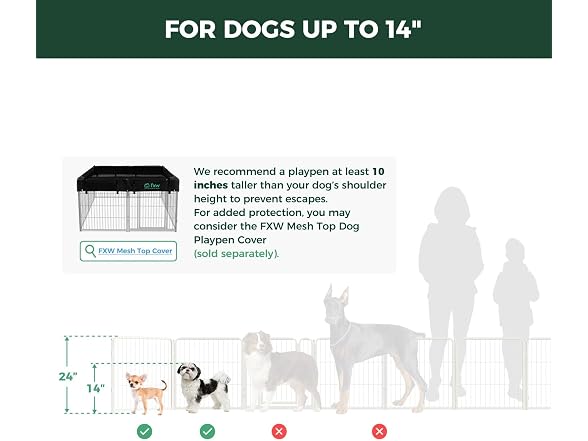 FXW Homeplus Indoor Dog Playpen, 24" H, 8 Panels