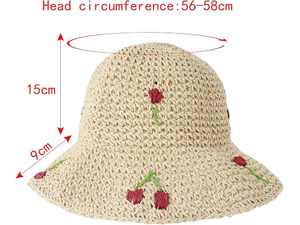Minache Girls (Medium-Large) Wide Brim Straw Hat