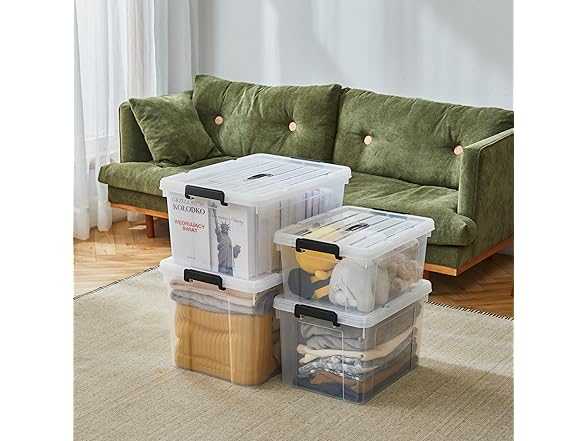 Cetomo 16Qt Plastic Storage Bins, 4-pack