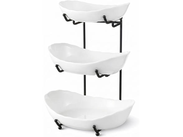 HOMKULA 3 Tier Ceramic Fruit Basket