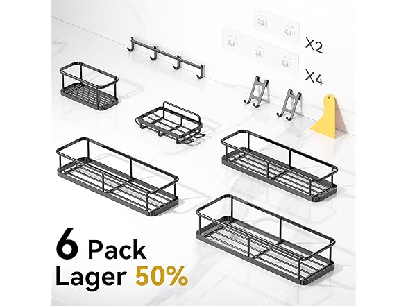 6 Pack Large Capacity Shower Caddy