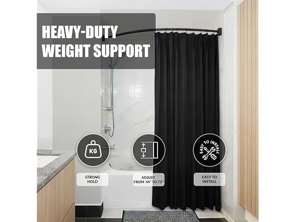 HIGHCRAFT Curved Shower Curtain Rod 73"