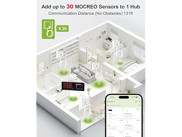 MOCREO WiFi Freezer Thermometer 2PK