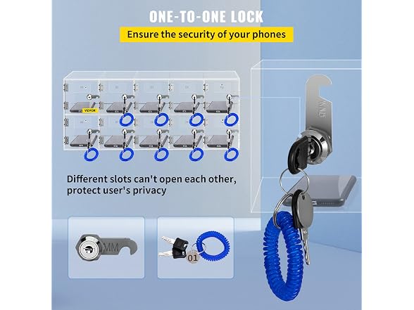 Cell Phone Storage Locker, 10 Slots Acrylic