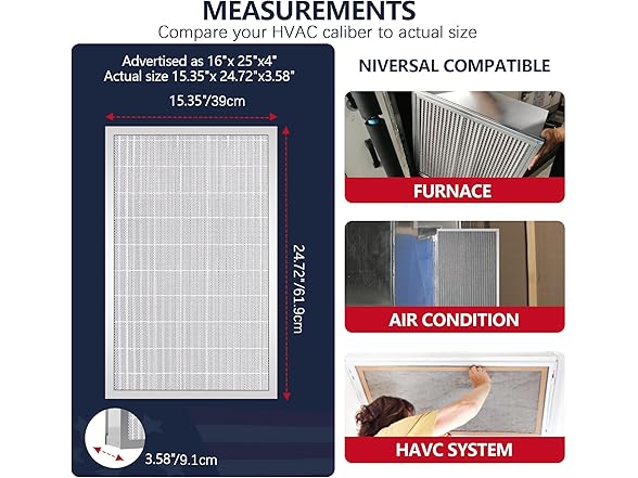 Demiwise 16x25x4 Resuable & Washable Electrostatic Air Filter